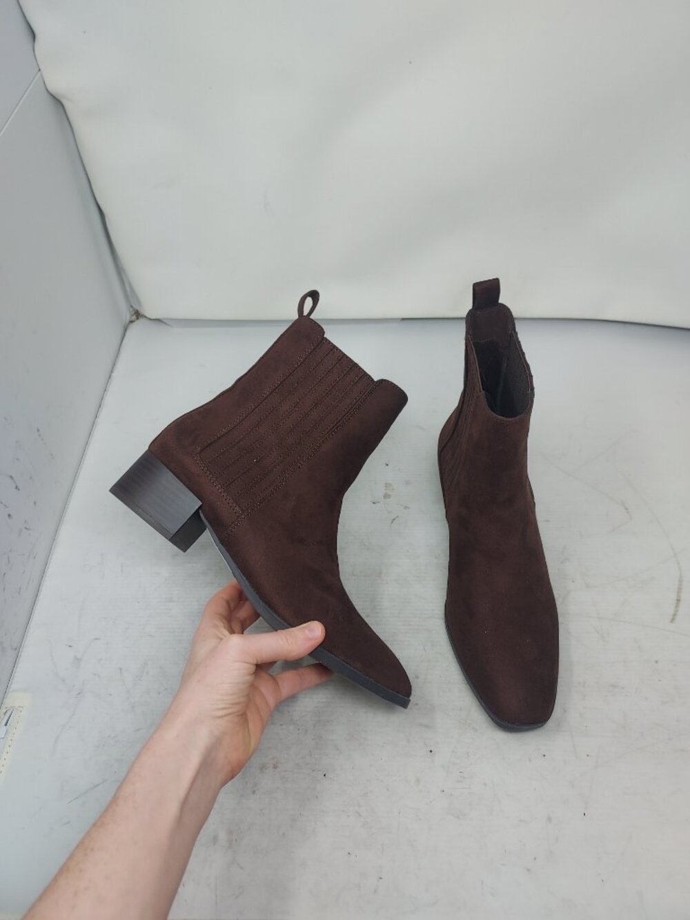 Journee WOMENS Brown Suede Tru Comfort Wrenley Ankle Heel Boot